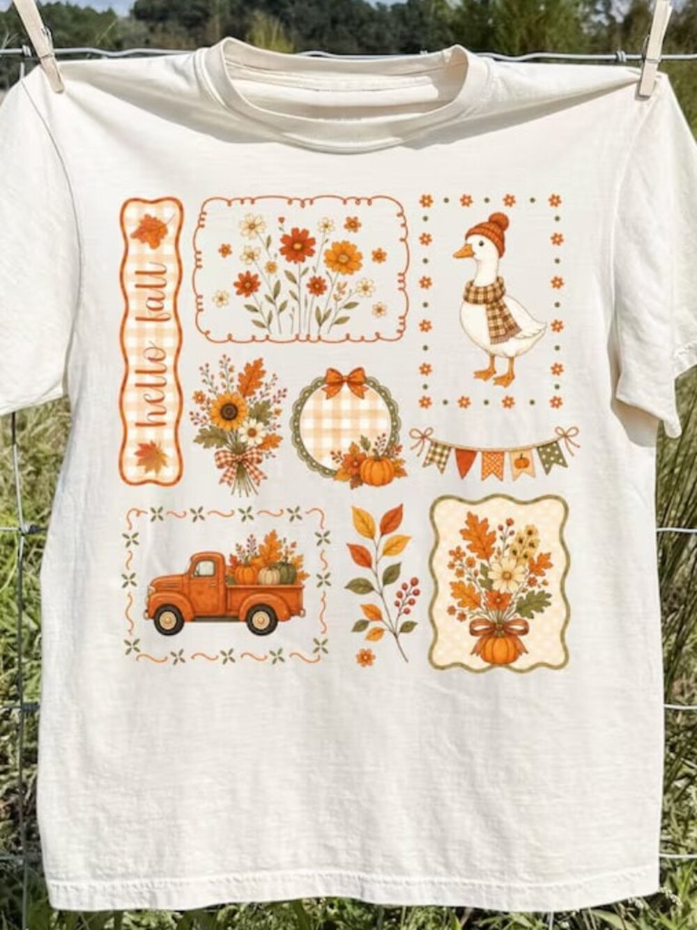 Hello Autumn Shirt, Fall Floral Tee, Autumn Season Gift Shirt